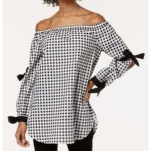 Gingham Off-the-Shoulder Top